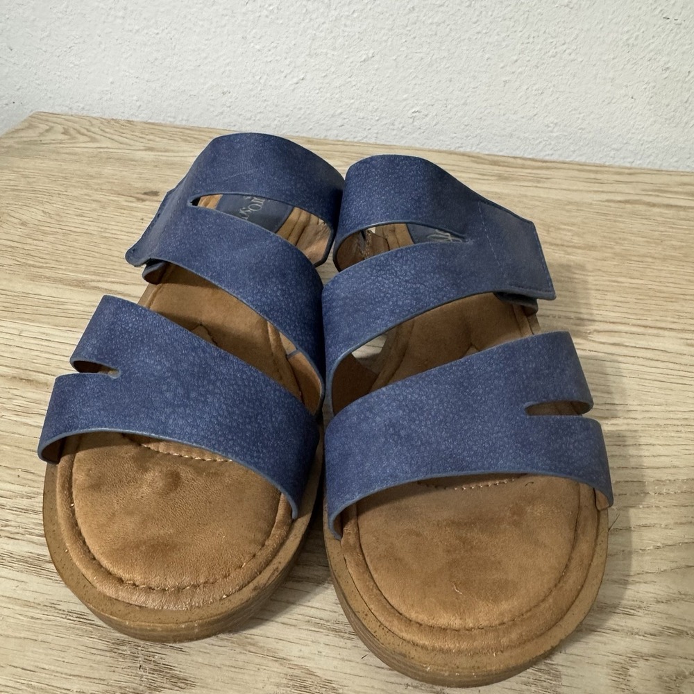 Eurosoft Sofft Nadine Blue Faux Suede Sandals Womens Size 9.5M Hook & Loop Strap - Picture 3 of 8